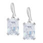 Silver Plated Emerald Cut Cubic Zirconia Hoop Earrings - image 1