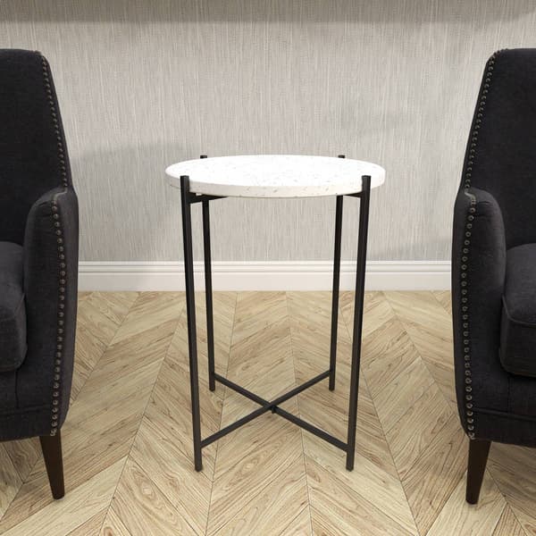 9th & Pike® Black Contemporary Terrazzo Accent Table