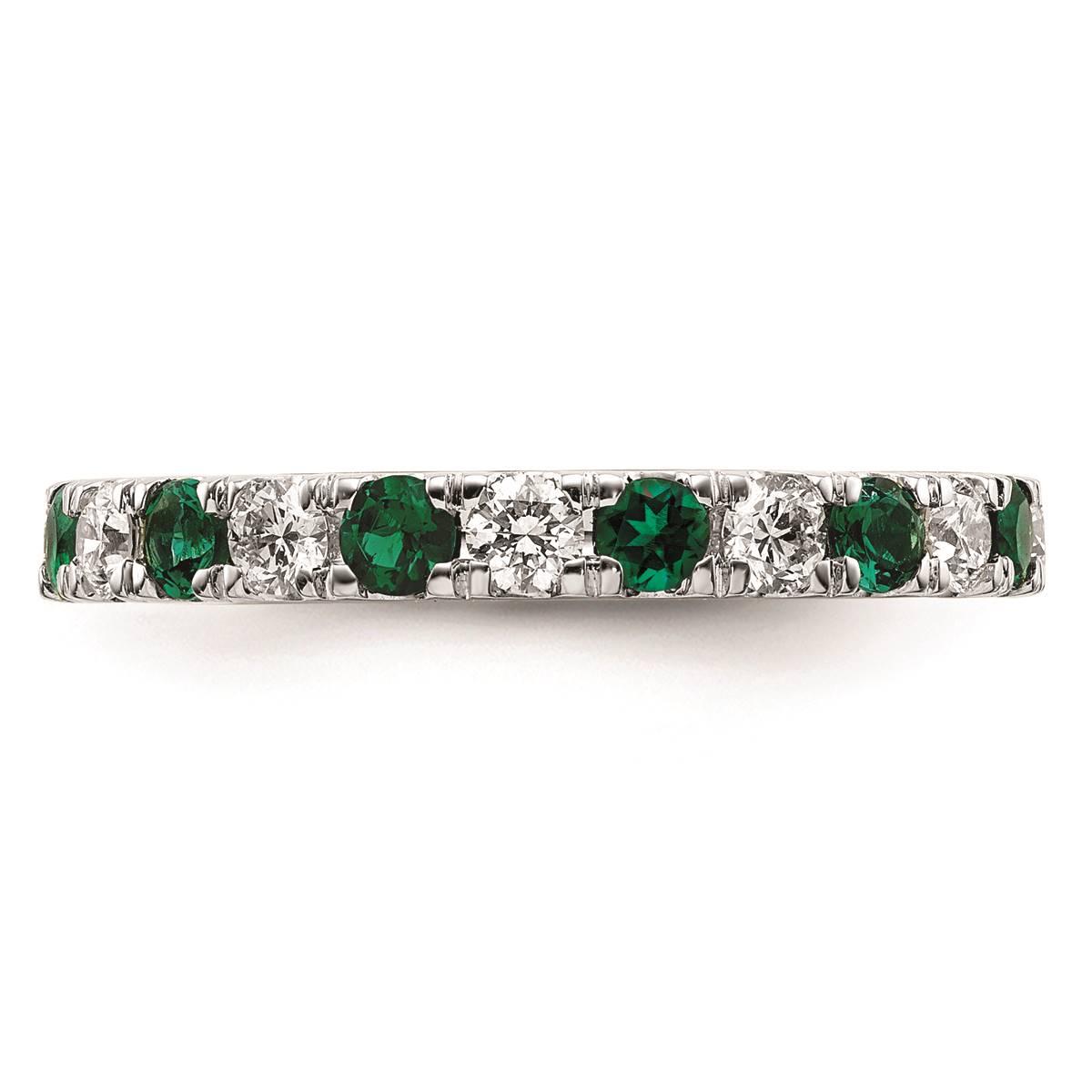 Pure Fire 14kt. White Gold Lab Created Emerald Eternity Band