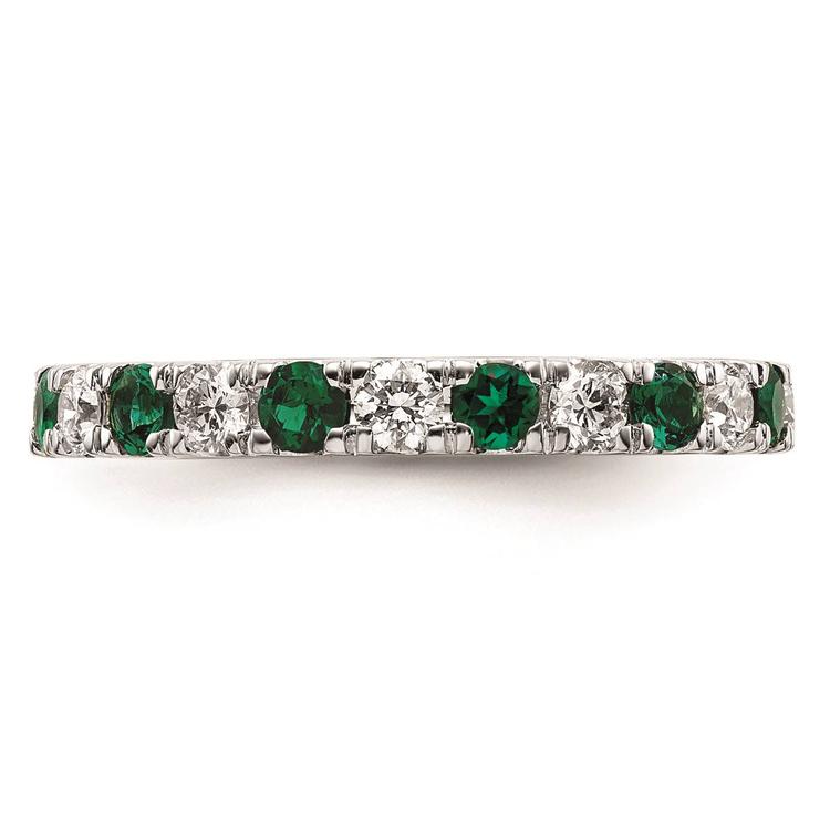 Pure Fire 14kt. White Gold Lab Created Emerald Eternity Band