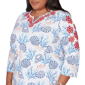 Plus Size Alfred Dunner Port Side Coastal Embroidered Blouse - image 4