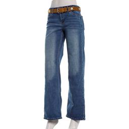 Juniors YMI® Britney Low Rise Wide Leg Jeans with Leather Belt
