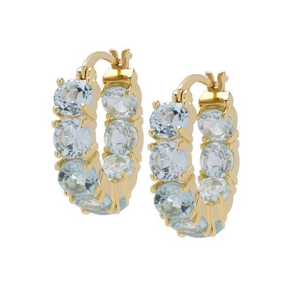 Gianni Argento Yellow Gold & Blue Topaz Inside Out Hoop Earrings - image 