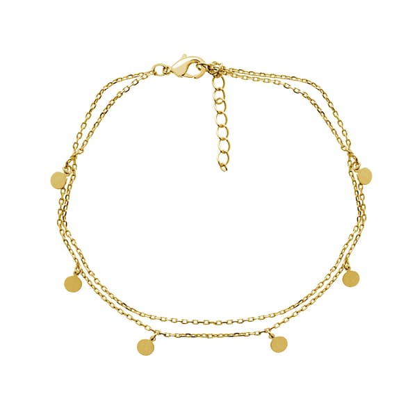 Barefootsies Gold Plated Double Strand Disc Drop Anklet - image 