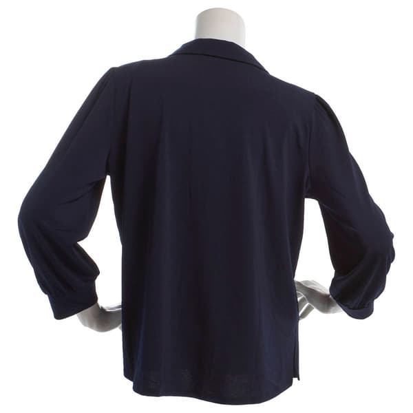 Womens Adrianna Papell 3/4 Sleeve Spread Collar Pintuck Blouse