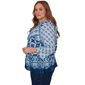 Plus Size Alfred Dunner Indigo Girls 3/4 Sleeve Patchwork Blouse - image 4