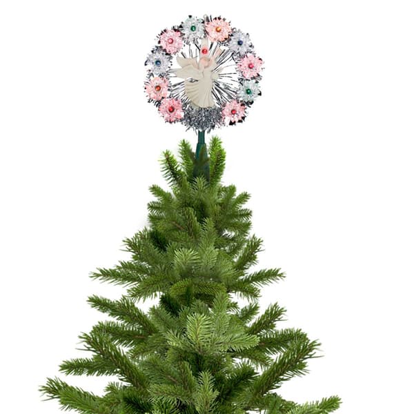 Northlight Seasonal Silver Tinsel Wreath with Angel Tree Topper