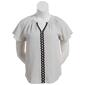 Womens Como Blu Short Flutter Sleeve Dot Blouse w/Trim Placket - image 1