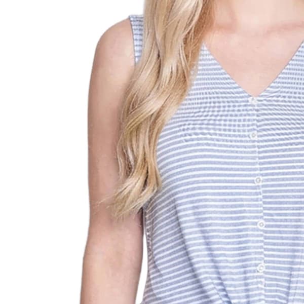 Womens NY Collection Sleeveless Stripe Tie Front Blouse