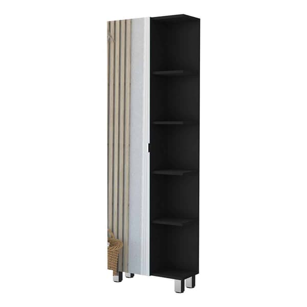 FM FURNITURE Los Angeles Black Corner Cabinet w/ Mirror