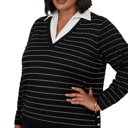 Plus Size Emaline Soiree Long Sleeve Two-in-One Stripe Sweater