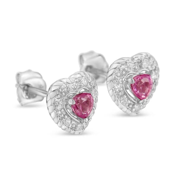 Gemstone Classics&#8482; Pink Sapphire & Diamond Heart Studs