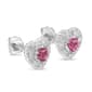 Gemstone Classics&#8482; Pink Sapphire & Diamond Heart Studs - image 4