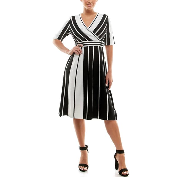 Womens Nina Leonard Elbow Sleeve Fit & Flare Sweater Dress - image 