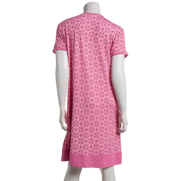 Plus Size White Orchid Short Sleeve Kaleidoscope Nightshirt