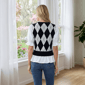 Womens Nanette Lepore Short Puff Sleeve Argyle Two In One Sweater - image 3