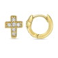 Brilliant Grown Gold-Plated Lab-Grown Diamond Cross Hoop Earrings - image 2