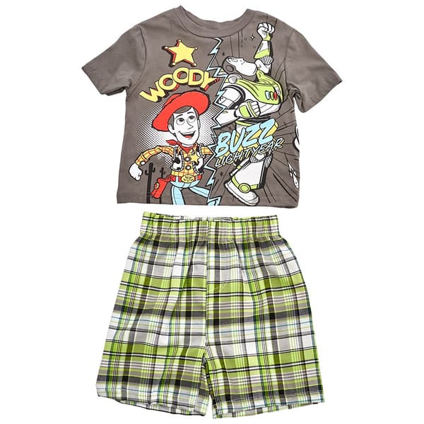 Toddler Boy Disney Toy Story 2pc. Top & Plaid Short Set - image 