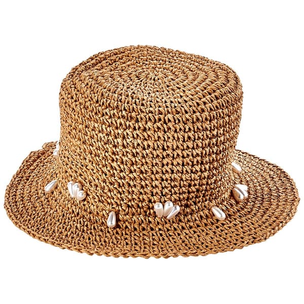 Womens Steve Madden Pearl Straw Bucket Hat