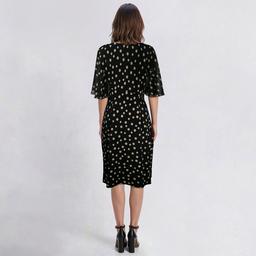 Womens Connected Apparel Elbow Sheer Sleeve Dot Sheath Dress
