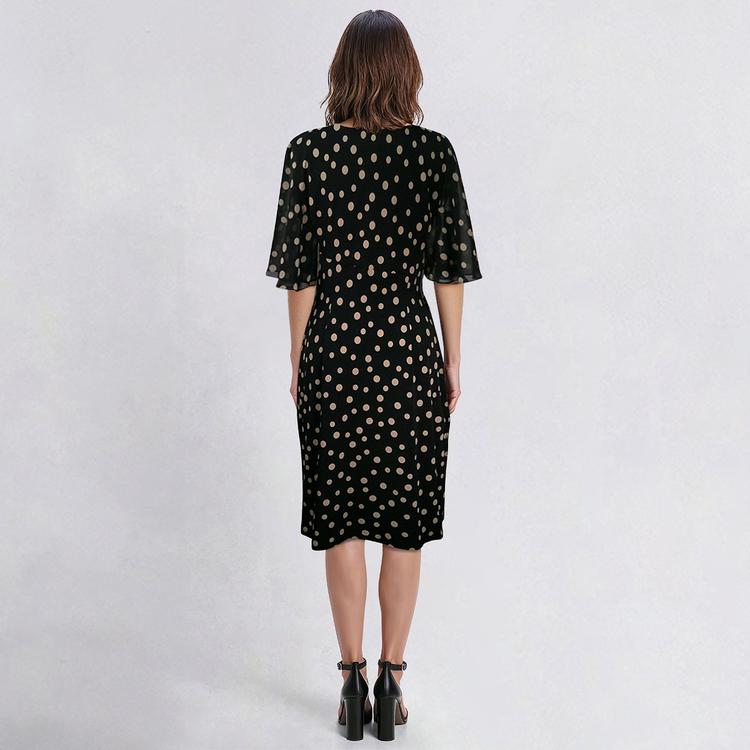 Womens Connected Apparel Elbow Sheer Sleeve Dot Sheath Dress