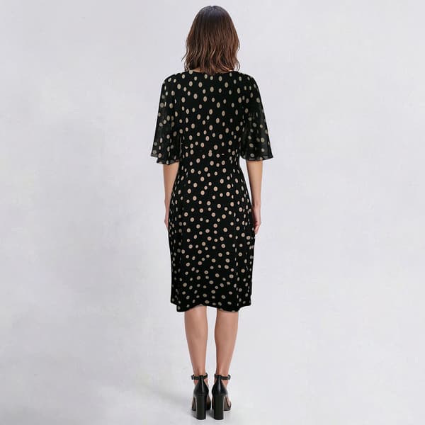Womens Connected Apparel Elbow Sheer Sleeve Dot Sheath Dress