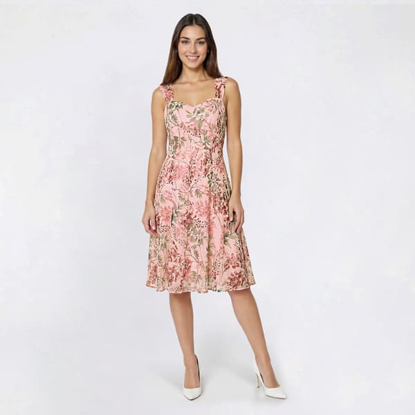 Petite Connected Apparel Floral Crochet Jacket Dress