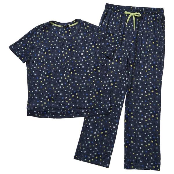 Womens Emily & Jane Short Sleeve Stars Scoop Neck Pajama Set - image 