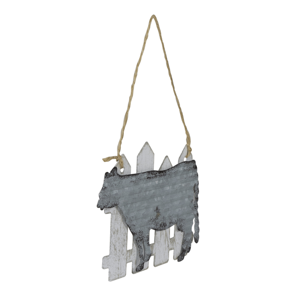 Northlight Country Rustic Cow & Picket Fence Christmas Ornament
