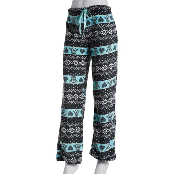 Womens Pink Laundry Penguin Fair Isle Plush Pajama Pants - image 