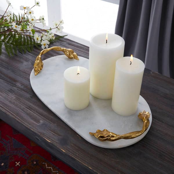 9th & Pike® White Marble and Aluminum Serving Tray