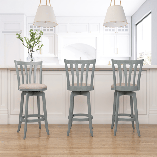 HH2 Home Savana Blue Wood Swivel Bar Height Stool