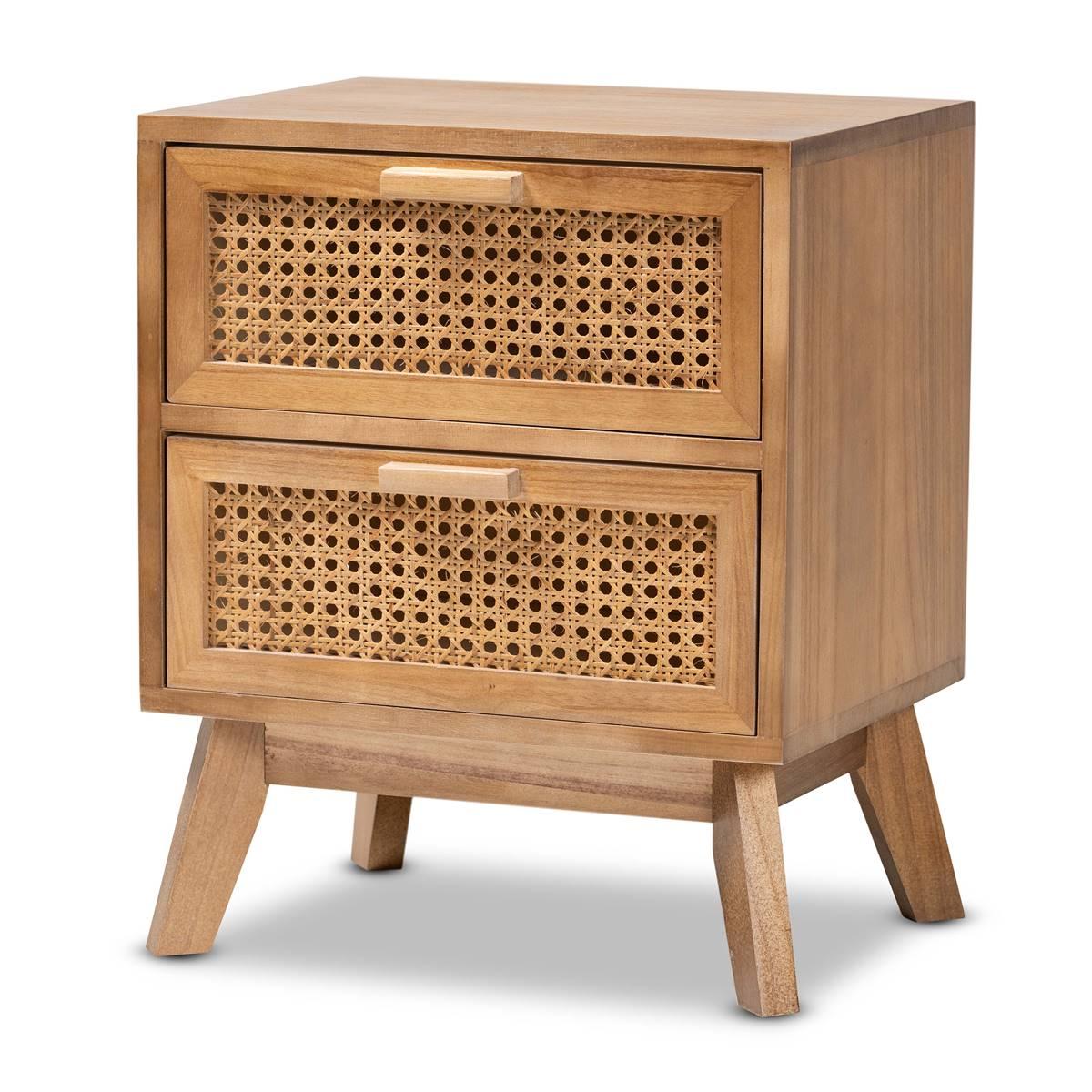 Baxton Studio Baden Walnut Brown Wood 2-Drawer Nightstand