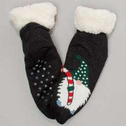 Womens Ella & Joy Gnome Candy Cane Sherpa Lined Slipper Socks