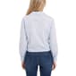 Womens NY Collection Long Embroidery Sleeve Stripe Tie Hem Blouse - image 2