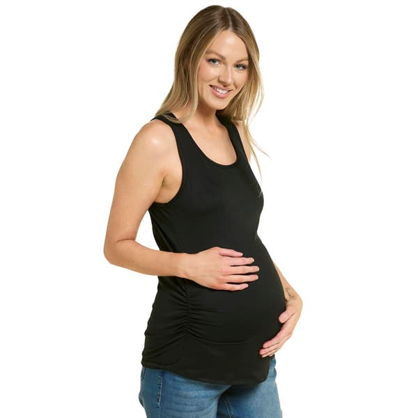 Womens Due Time Solid Racer Back Maternity Tank Top