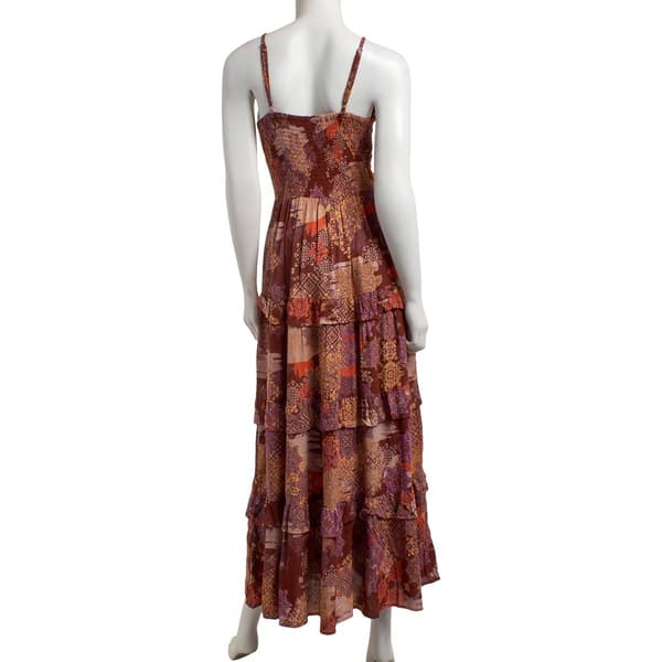 Juniors Angie Floral Gauze Twist Front Tier Maxi Slip Dress