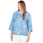 Womens Alfred Dunner Classics Tossed Floral Embroidered Blouse - image 3