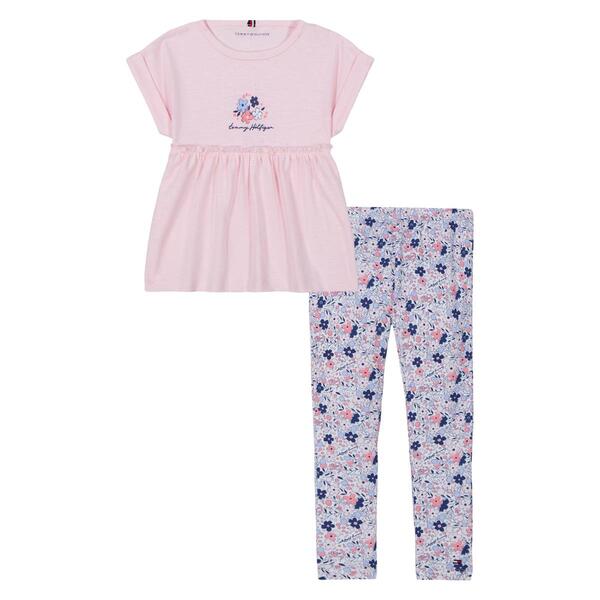 Toddler Girl Tommy Hilfiger Floral Top & Floral Leggings Set - image 