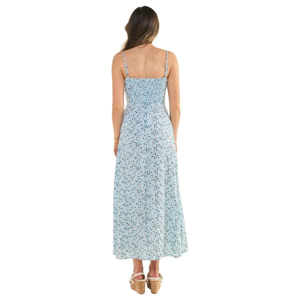 Juniors Emerald Sundae Floral Twill Maxi Dress with Slit