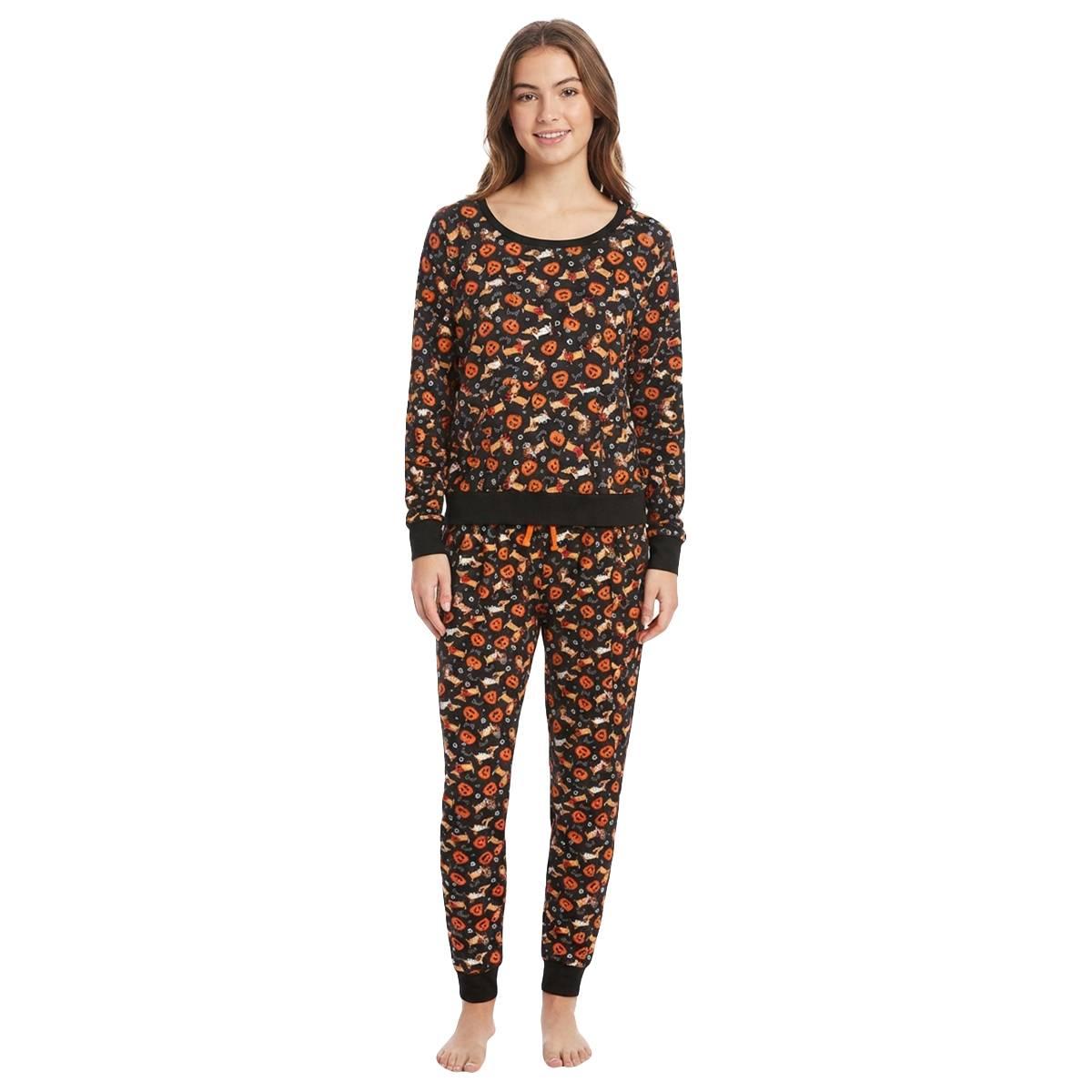 Juniors Pillow Talk Long Sleeve Halloween Dogs Pajama Set
