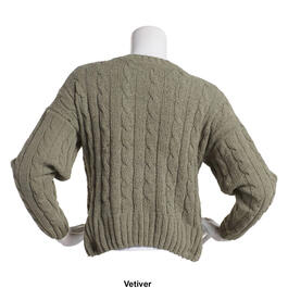 Juniors Poof! Chenille Notched Hem Cable Knit Sweater