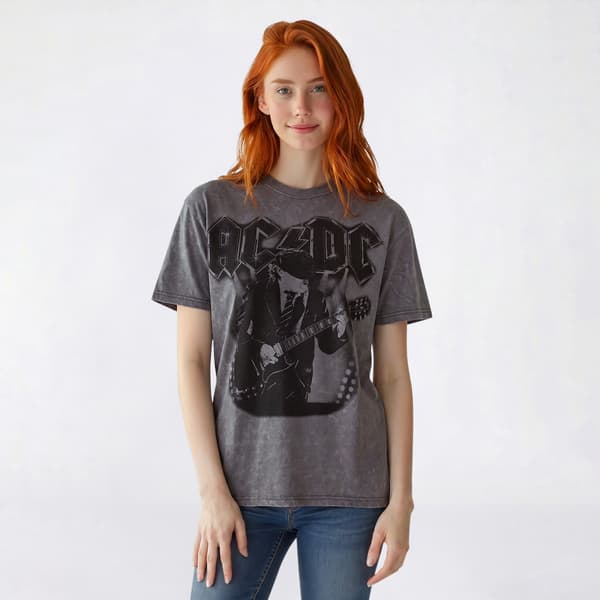Juniors C-Life Mineral Wash ACDC Guitar Player Boyfriend Tee - image 