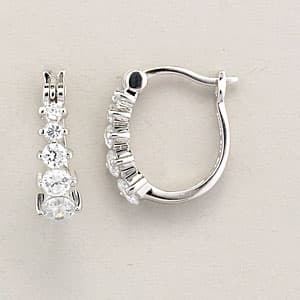 Sterling Silver CZ Hoop Earrings