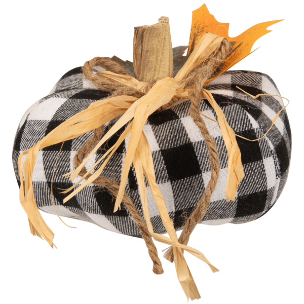 Northlight 5in. Buffalo Plaid Fall Harvest Pumpkin Decoration - image 