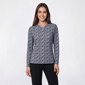Womens Hasting & Smith Long Sleeve Tonal Floral Crew Neck Tee - image 1