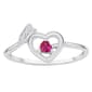 Marsala Sterling Silver CZ & Ruby Glass Heart & Arrow Ring - image 1