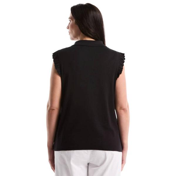 Plus Size Rafaella® Sleeveless Ruffle Split Neck Collar Blouse