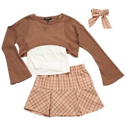 Girls (7-12) Forever 21 Waffle Knit Crop Top w/Tank & Plaid Skort