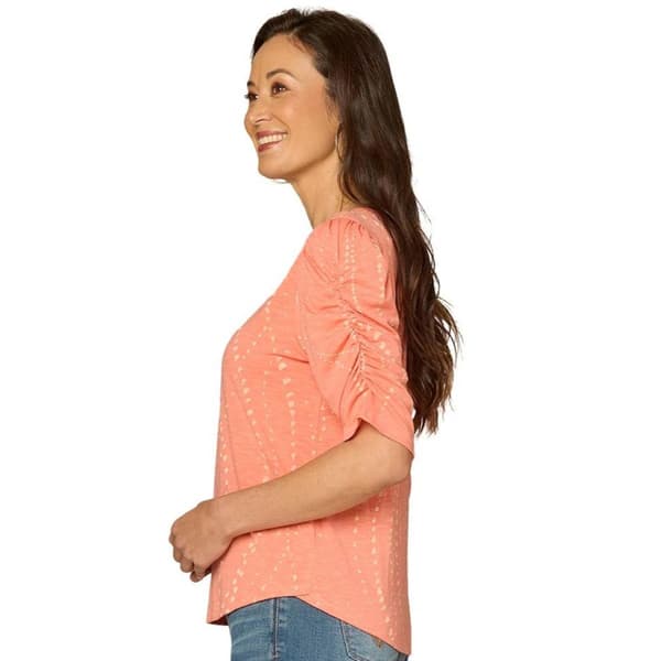 Petite Democracy Ruched Sleeve Back Keyhole Blouse